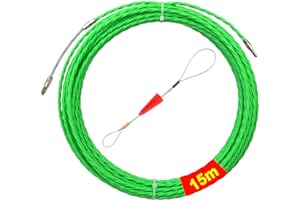 AKUOLY Sonda Tiracavi di Poliestere 15m, Kit di Strumenti per l’installazione di Cavi, Fish Tape Diametro 4,5mm, con Molla di Guida