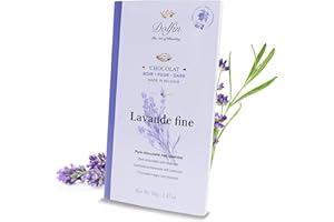 Dolfin Chocolat Noir & Lavande - Chocolat Tablette Riche & Crémeux, Vrai Morceaux de Lavande - Idée Cadeau Anniversaires, Fêtes, Saint-Valentin - Chocolat Gourmet - Fait en Belgique, 70g