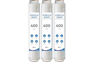 UK SUPPLIES LIMITED 3 Rolls Clear Stretch Shrink Wrap (All Pack Sizes) 400mm x 250m x 23 Micron Strong Heavy Duty Packaging Cling Film Tear Resistant Water & Moisture Proof Multi Use Pallet Wrap