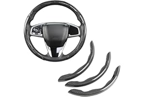 GIANT PANDA Funda de Volante de Fibra de Carbono de Tres Piezas, Ajuste Universal para Volantes Redondos y D, Antideslizante, Color Gris