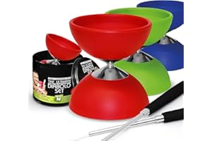 Mister M | Beginner-friendly diabolo juggling set | Diabolo multicolour with fixed axle | Foldable aluminium sticks | With replacement string | Incl. app and video tutorials to learn how to juggle