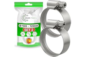 Juego de 2 Piezas Abrazaderas Metalicas Ø 100-120 mm Tiene un Acabado Galvanizado con un Revestimiento de ≥ 5 Micras - MADE IN SPAIN - ONIX TECH