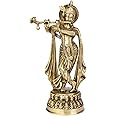 FASHERATI Brass Krishna Idol | Statue Playing Flute for Puja Mandir and Décor Krishna | Krishan Brass Statue, Murti, Gift & Home Décor Height 10 Inches
