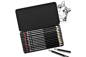 WONWOOD_DIRECT Zestaw ołówków, 12-częściowy zestaw ołówków do rysowania od 2H do 8B, zestaw ołówków do szkicowania z ołówkami grafitowymi dla artystów, dzieci, dorosłych, rysunków, miłośników szkicowania (Typ 3)