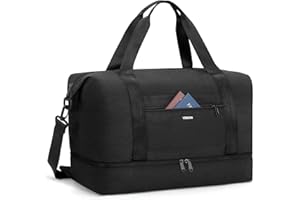 VSNOON for New Ryanair Cabin Bags 40x30x20, 24L Foldable Travel Carry on Bag with Shoes Compartment, Water-Resistant Hand Luggage Holdall Gym Bag for Weekender Overnight Flight Hospital Sports, Black