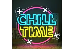 VYXIN Chill Time Neon Schild, Neon Sign LED Schild Wand Leuchtschilder,für Teenager Zimmer Deko,Die Dekoration Von Ladenschildern,Küche, Esszimmer, Hausbar,Wandkunst,Geschenke