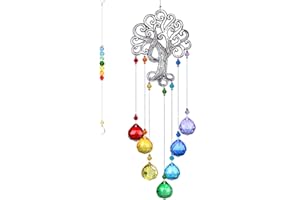 H&D HYALINE & DORA Atrapasoles de cristal con forma de chakra, bola de colores, árbol de la vida de cristal para ventana, colgante de arco iris