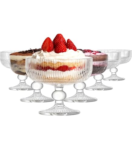 6 Bols à Dessert En Verre - 4 Oz Tasses à Crème Glacée En Verre Mini Trifle Bols à Dessert Pour Dessert, Sundae, Crème Glacée, Salade, Cocktail, Condiment, Trifle
