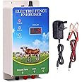 Svauoumu 5km Electric Fence Energizer 12V With LED Display, Electric Fence Controller, Electric Shepherd Dog Fence for Animal Husbandry, for Farm Poultry Horses, Cattle, Dogs, Pastures