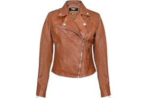 Infinity Leather Señoras Para Mujer de Cuero real Equipado con Chaqueta de Moda con Cremallera Estilo Motorista