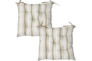 Viste Tu Hogar Pack 2 Cojines para Silla 45 x 45 cm, Relleno de Poliester con Diseño de Rayas, Cómodas y Blandas, Ideal para la Decoración de Cocina, Salón o Terraza, Fabricado en España, Marrón Rayas