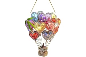 YUYQAQ Lanterna solare a mongolfiera con fiamma tremolante, modello a mongolfiera, lanterne in vetro da appendere per esterni, impermeabile, per giardino, patio, portico, cortile, feste, decorazione