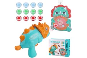 Huiguli Dinosaurier Spielzeug ab 3 4 5, Dinosaurier Dartscheibe Schießspielzeug, Hängendes Wurfspiel mit 12 Bällen & Spielzeugpistole, Indoor Outdoor Garten Spiele, Kinder Geschenk für Weihnachten