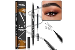 YILLTOY 2 Stück Augenbrauenstift Wasserfest, 2-in-1 Dual-Ended Microblading Augenbrauenstift, Wischfest Eyebrow Pencil Kann Leicht Natürliche Augenbrauenfarbe(2 Stück Schwarz)