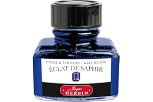 Jacques Herbin 13016T - A 30 ml bottle of ink for fountain pens and roller pens, Eclat de saphir/ Sapphire Shine colour - Made in France - Calligraphy