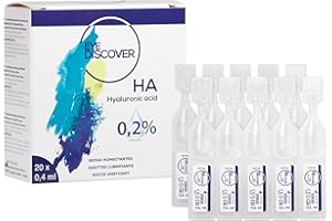 EYE DISCOVER Lágrimas Artificiales con Ácido Hialurónico 0,2% – Gotas para Ojos Secos en Monodosis, Hidratación Intensa, sin Conservantes – 20 Viales Estériles de 0,4 ml (20 x 0,40 ml)