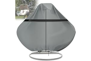 GARPROVM Funda para Silla Mecedora, Funda para Silla de Jardín para Huevos Colgantes, Funda para Muebles de Jardín 190x115cm ， 420D, Interior de PU Impermeable, con Velcro y Correas de Viento Gris