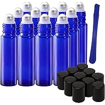 Qeuly 10 Ml Glas-Rollerflaschen Set – 4 Stück Mit Edelstahl-Rollerkugeln Für ätherische Öle & Parfüm