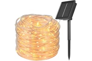 flintronic Catena Luminosa Solare, 22m 200 LED Luci Solari Esterno, 8 Modalità Luci Solari, IP65 Impermeabili Luci Decorative Stringa per Giardino, Cortile, Patio, Matrimonio, Natale (Bianco Caldo)