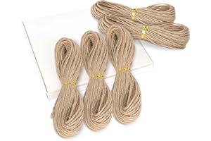 ‎XCDHEMDE Xcdhemde 100m Sznurek Jutowy Naturalny 3mm, Lina jutowa, Sznurek ogrodowy, Sznurek Konopny, do majsterkowania, ogrodnictwa, dekorowania wazonów, rękodzieła, pakowania prezentów [5 wiązek x 20M]