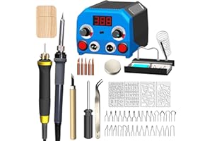 LIROPAU Kit Pirograbador de Madera, 100-700℃ Máquina de Pirografía de Temperatura Ajustable, Máquina de Pirograbado LCD, Kit de Estación de Pirograbado en Madera con 2 Rotuladores con 30 Puntas de Alambre