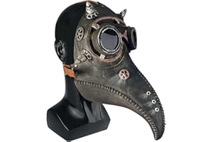IKIJM Máscara facial de Halloween máscara de pico: Máscara de médico de la peste - Látex Máscara Pico de Pájaro de Nariz LargaSteampunk Disfraces de Halloween Cosplay