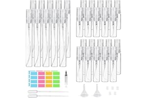 EPISKEY 30 Stück Mini Parfümzerstäuber Portable Nachfüllbar Mini Glas Sprühflasche klein Zerstäuber Kleine Sprayflasche für Familie mit Trichter Pipetten und Etikettenaufkleber (transparent, 3ml+5ml+10ml)