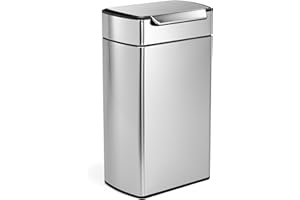 simplehuman CW2014 poubelle rectangulaire à touch-bar, poubelle de cuisine, acier inoxydable brossé, 40 litres