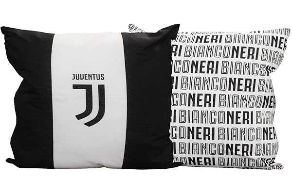 Juventus FC Coussin d’ameublement 40 x 40 cm Licence officielle Juventus FC nouveau Logo JJ - Blanc Noir BIANCO