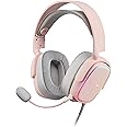 Mars Gaming MHAX Rosa, Cuffie Multipiattaforma RGB+Mic Rimovibile, 53mm HIFI