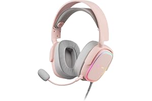Mars Gaming MARSGAMING, MHAX Rosa, Cuffie Multipiattaforma RGB+Mic Rimovibile, 53 mm HIFI