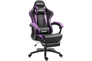 Dowinx Gaming Chair Ergonomic Racing Style Recliner with Massage Lumbar Support, Office Armchair for Computer PU Leather E-Sports Gamer Chairs with Retractable Footrest (Purple)