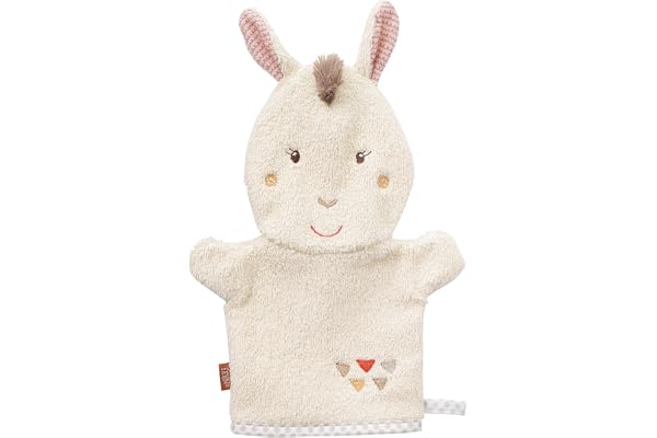 Fehn Gant de Toilette lama - avec Motif d’Animal pour un Bain Joyeux - Absorbant et Doux - pour Bébés et Enfants dès 0 Mois