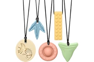 CLDY Kaukette für Kinder, 5er-Pack sensorische Kauketten, Autismus-Spielzeug für Jungen und Mädchen, Beißring aus Silikon BPA-frei, perfekt für Kinder mit ADHS, Beißende, Fingernägel Kauen