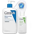 CeraVe Face & Body Routine for Dry Skin Travel Essentials- Moisturising Lotion 473ml & Hydrating Cleanser 88ml