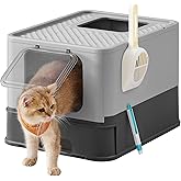 Feandrea Cat Litter Box with Removable Tray, Load 15 kg | Litter Box, Shovel, Brush, Spacious for Large Cats, Anti-leak, Anti