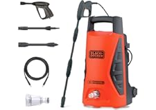 Black+Decker 100Bar 1300W High Pressure Washer With Accessories For Cars Bike Patio Balcony Home Cleaning Orange/Black Pw1370