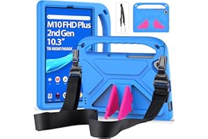 RollinCase Custodia per Lenovo Tab M10 FHD Plus 10.3 Pollici TB-X606F/TB-X606X, Leggera Antiurto Cover per Bambini con Cavalletto e Spallacci, per Lenovo M10 FHD Plus 10.3" Modello 2020 Tablet, Blu