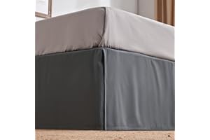 Sleep Zone Antistatischer plissierter Bettrock für King-Size-Betten, 38,1 cm, maßgeschneidert, leicht zu montieren, knitterfrei und lichtbeständig (King-Size, Grau)