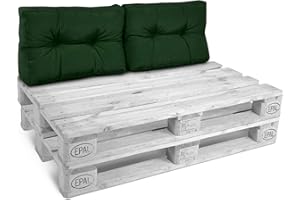 Beautissu Set de 2 Coussins Dossier Euro Palette 60x40x10 cm ECO Style – 2X Coussin de Dossier Vert Coussin Lounge Extérieur & Intérieur Coussin pour Canape Salon Jardin Coussin Palette