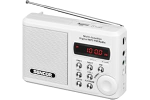 SENCOR SRD 215W, Tragbarer Radioempfänger (FM-Tuner, 2 Watt RMS, microSD-Kartenslot, USB) weiß