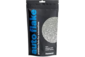 Hemway Automobile Métal Flake Glitter Chunky 1/40" 0.025" 625 microns 0,6 mm Peinture métal additif Flake 100 g pour Une Utilisation avec Voiture vélo Van Truck Wagon Automotive Spray (Argent)