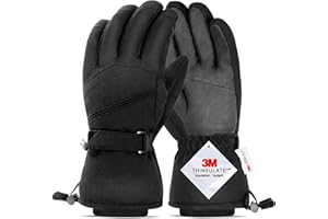 AOKKR Winterhandschuhe, Wasserdicht Warme Fahrradhandschuhe Herren und Damen, Winddichte Skihandschuhe mit Touchscreen-Funktion, Outdoor Laufen Anti-Rutsch Sporthandschuhe - Schwarz
