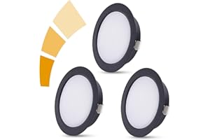 KYOTECH Zestaw 3 wpuszczanych reflektorów LED 230 V do mebli, 4 W, IP44 G4, 20 mm, wpuszczany reflektor LED, 4000 K, naturalna biel, okap kuchenny, wpuszczany reflektor łazienkowy (czarny)