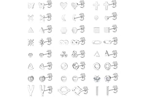 ORAZIO 24 pary kolczyków ze stali nierdzewnej, hipoalergiczne, kolczyki, mały krzyż, okrągłe koraliki, wielokolorowe kolczyki dla dziewczynek