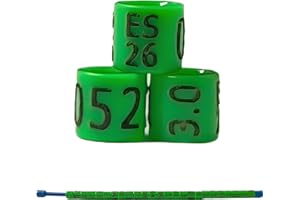 nestQ Kanarienringe 2026 Dunkelgrün Geschlossen - 3,0 mm Nummerierte Vogelringe - Lasergravur Schwarz - Identifikationsringe für Kanarienvögel - 25 Stück Set - Hochwertige Zuchtkennzeichnung ES