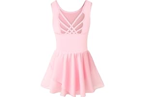 Mulnall Robe de Ballet File Manches Longues Justaucorps de Robe de Ballet Coton Gymnastique Danse Enfant Ballet Costume