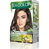 SEA COLOR Non-Ammonia, Vegan, Natural, Nourishing Permanent Hair Dye 100% White Closure (1 PACK 2 x 50 ml Dye & OXIDANT) (Dense K&uuml;