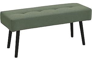 HOMCOM Panca per panca moderna con testiera imbottita in velluto a coste e gambe in acciaio nero, ideale per ingresso, soggiorno, camera da letto, carico 220 kg, 100 x 36 x 45 cm, verde