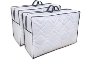 franknatur 2x Aufbewahrungstasche für Bettdecken - Tasche Aufbewahrung Bettwäsche